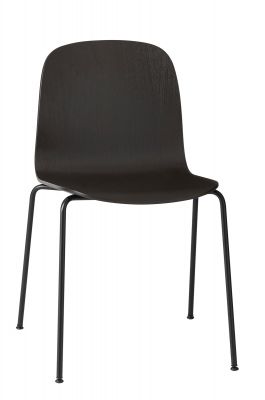 Visu Chair Tube Base Stuhl von Muuto, schwarzes Holz, minimalistisches Design mit schlanken Metallbeinen.